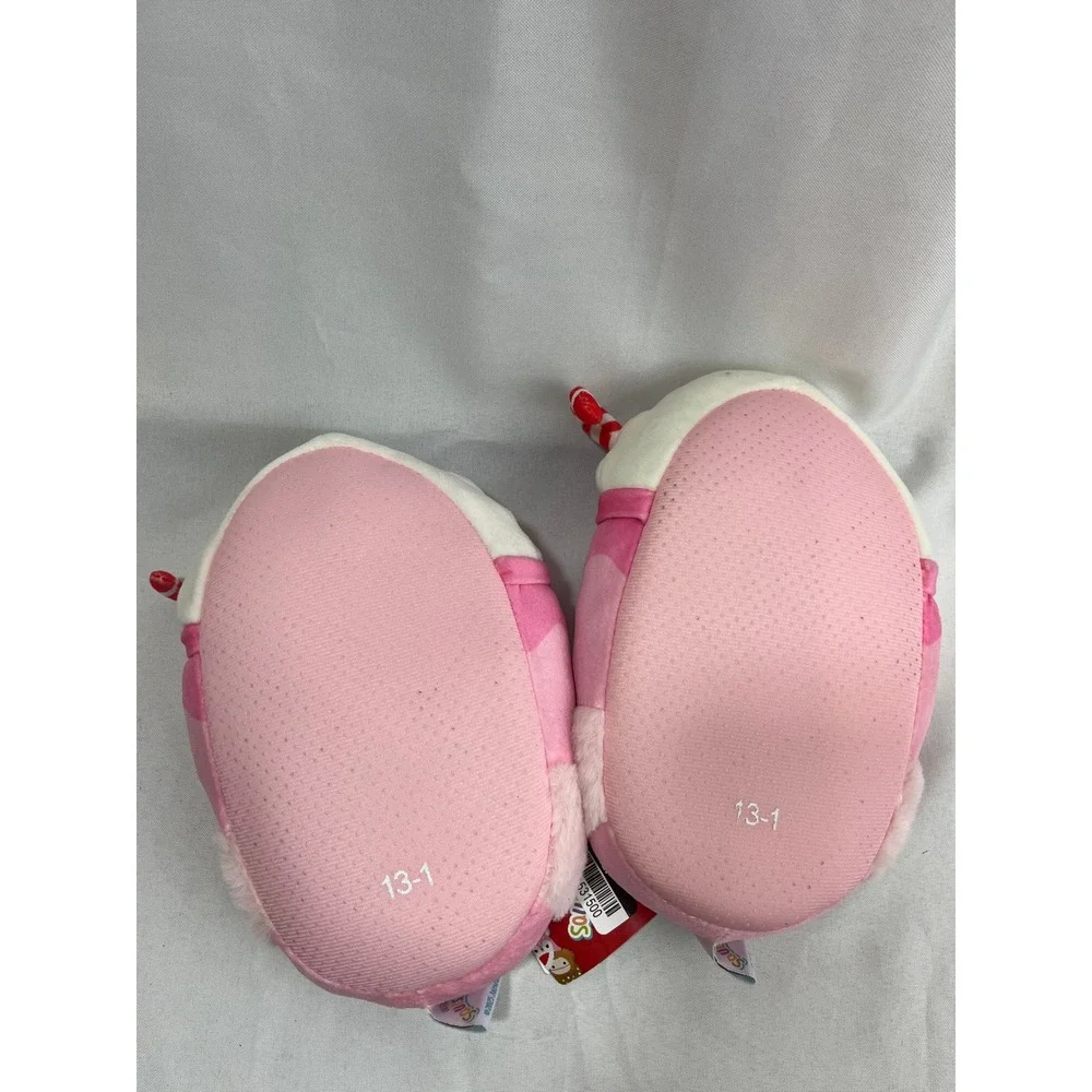 Squishmallows Peppermint Pink Milkshake Plush Slippers Kids Size 13/1 NWT